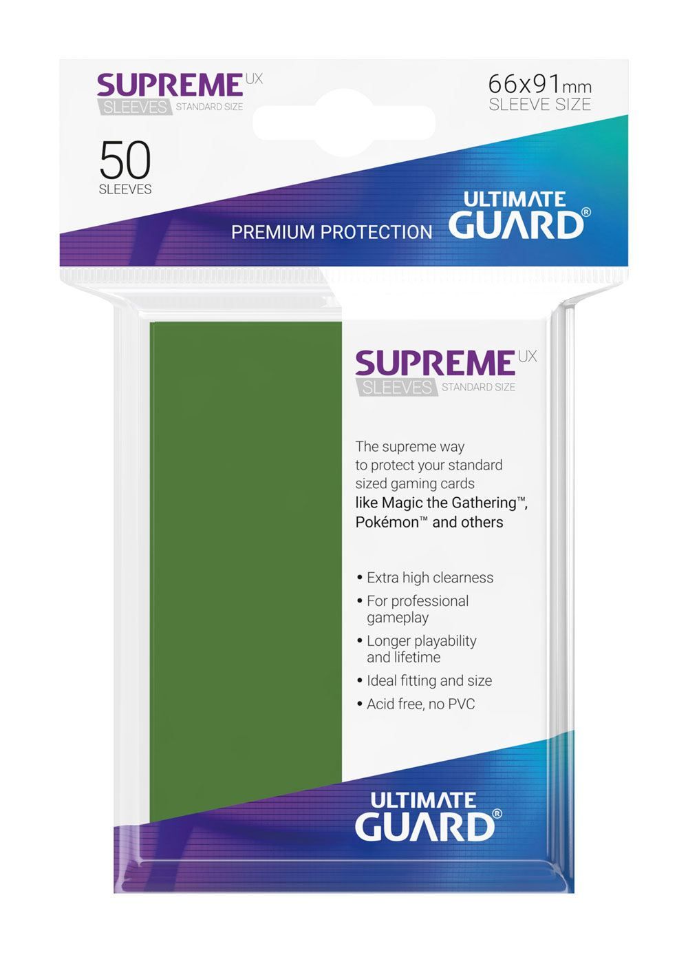 Ultimate Guard Supreme Sleeves Green - 50 Count